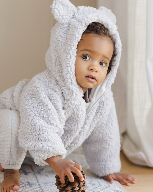 Baby Boy Sweater | Bear Jacket- Frost | Quincy Mae – The Ridge Kids
