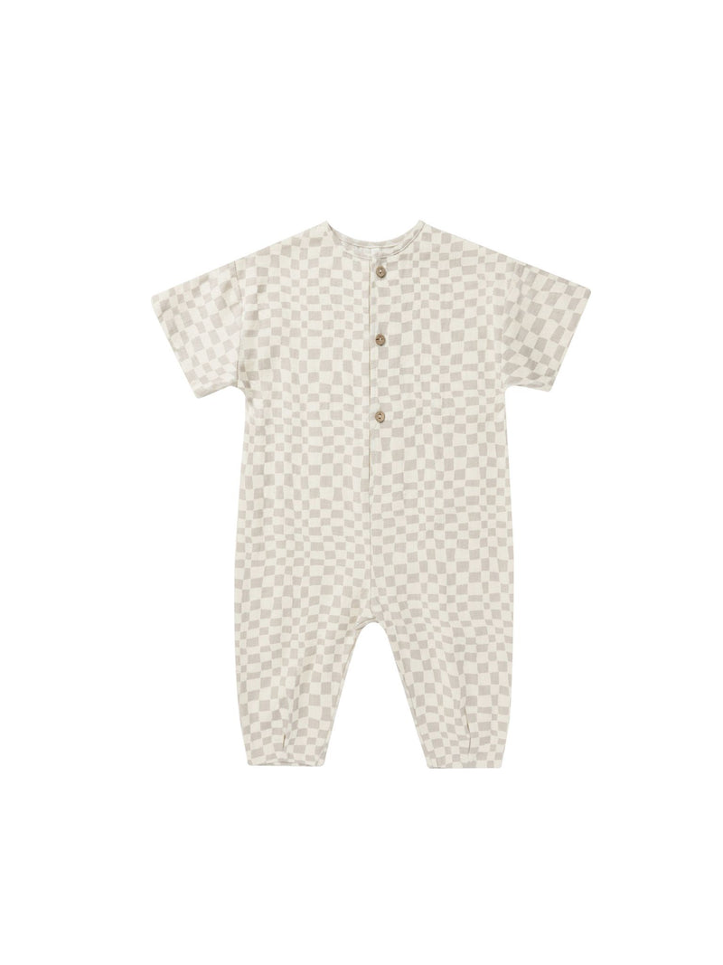 Baby Boy Jumpsuit | Hayes- Dove Check | Rylee and Cru