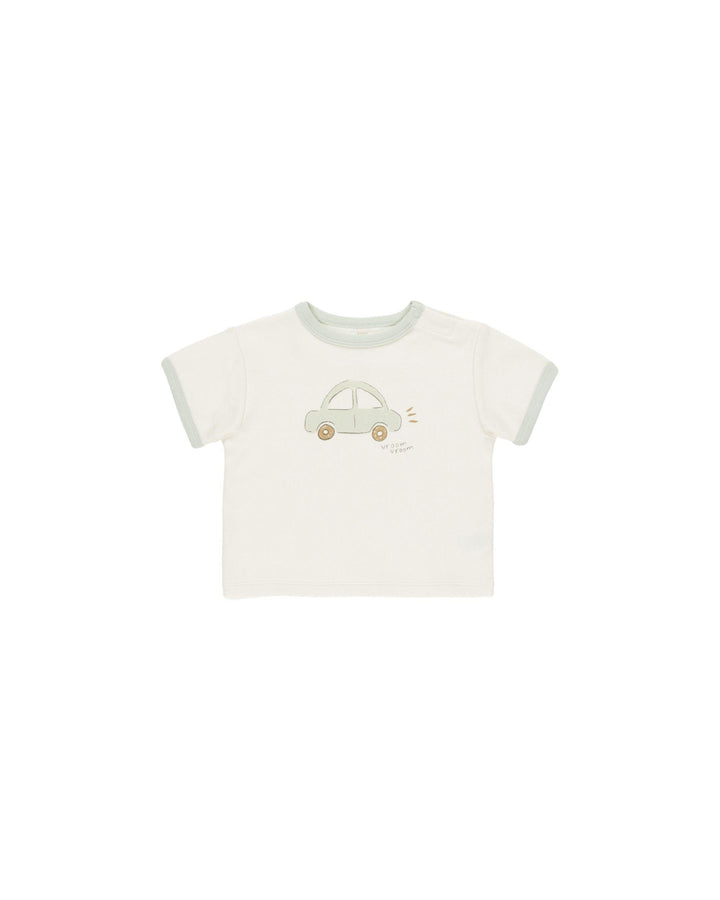 Baby Boy Sets | Ringer Car Tee and Mint Shorts | Quincy Mae