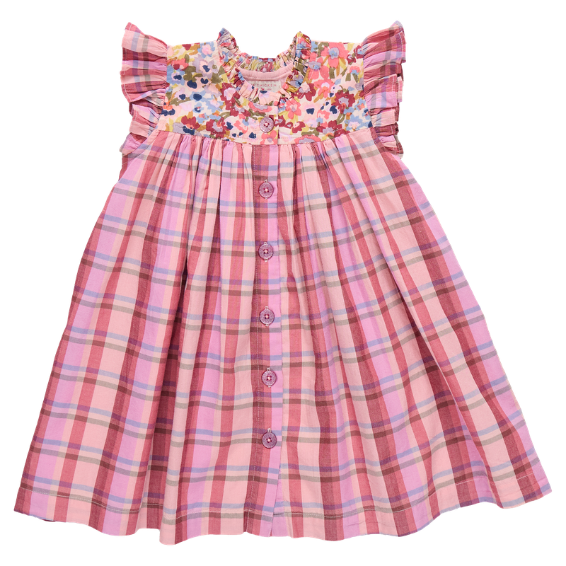 Girls Dresses | Kaylee - Burgundy Madras Plaid | Pink Chicken
