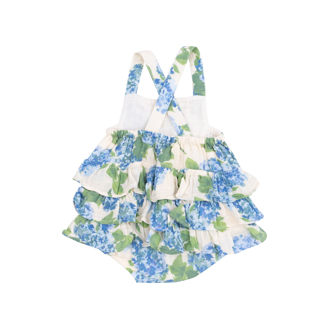 Baby Girl Jumpsuits and Rompers | Ruffle Sunsuit- Watercolor Hydrangeas | Angel Dear