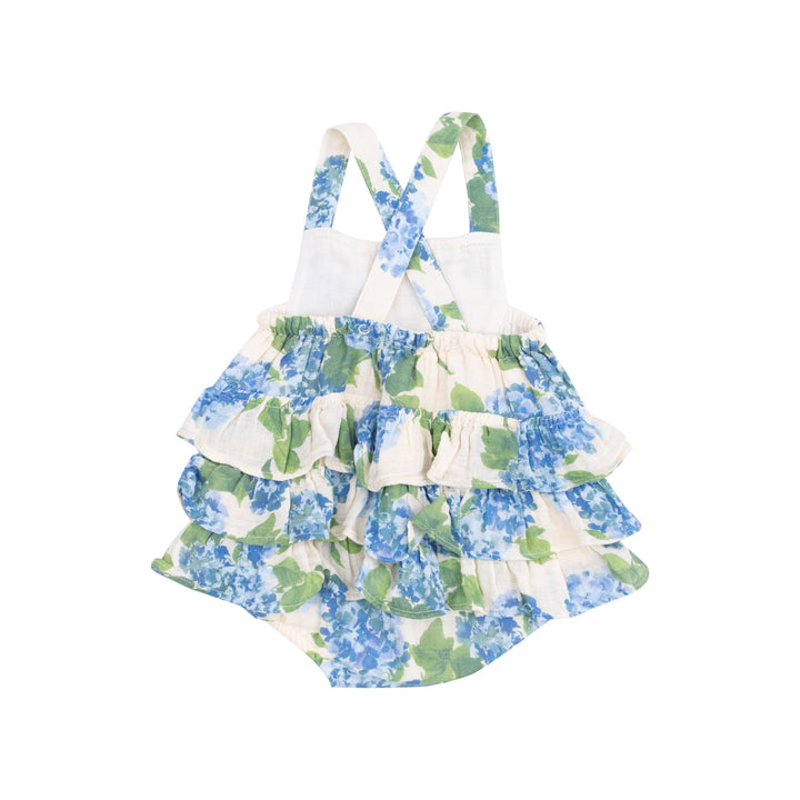 Baby Girl Jumpsuits and Rompers | Ruffle Sunsuit- Watercolor Hydrangeas | Angel Dear