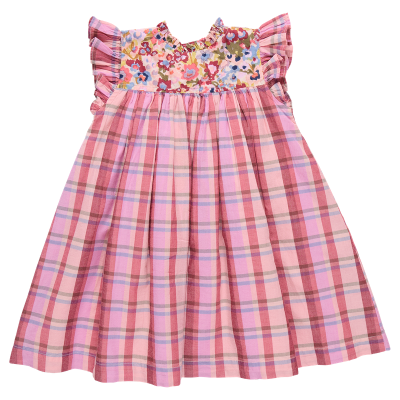 Girls Dresses | Kaylee - Burgundy Madras Plaid | Pink Chicken