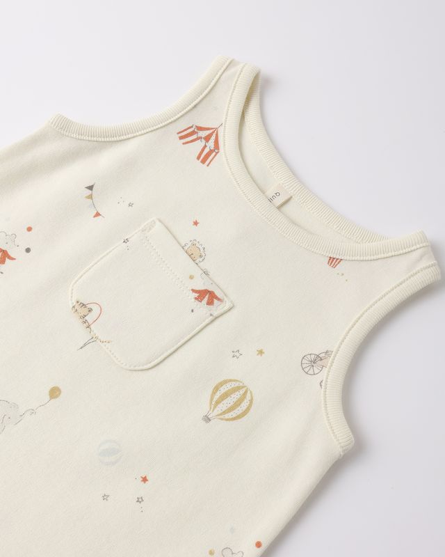 Baby romper with cartoon designs on a white background
