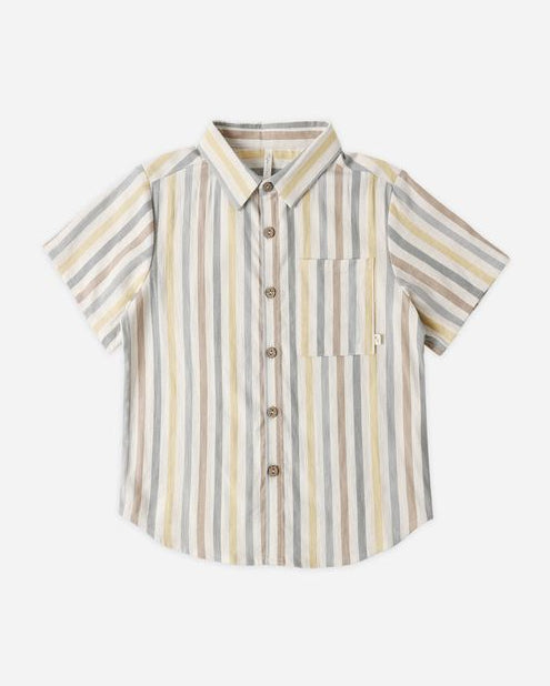 Striped short-sleeve shirt on a white background