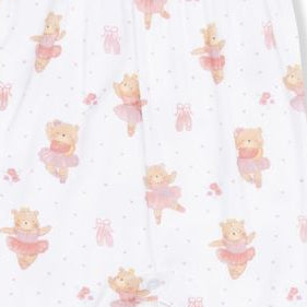Baby onesie with teddy bear pattern on a white background