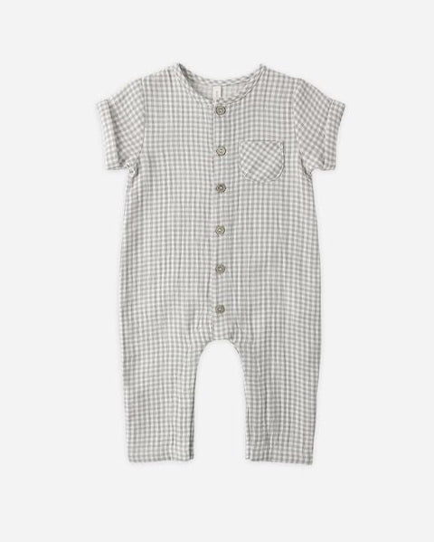 Checkered baby romper on a white background