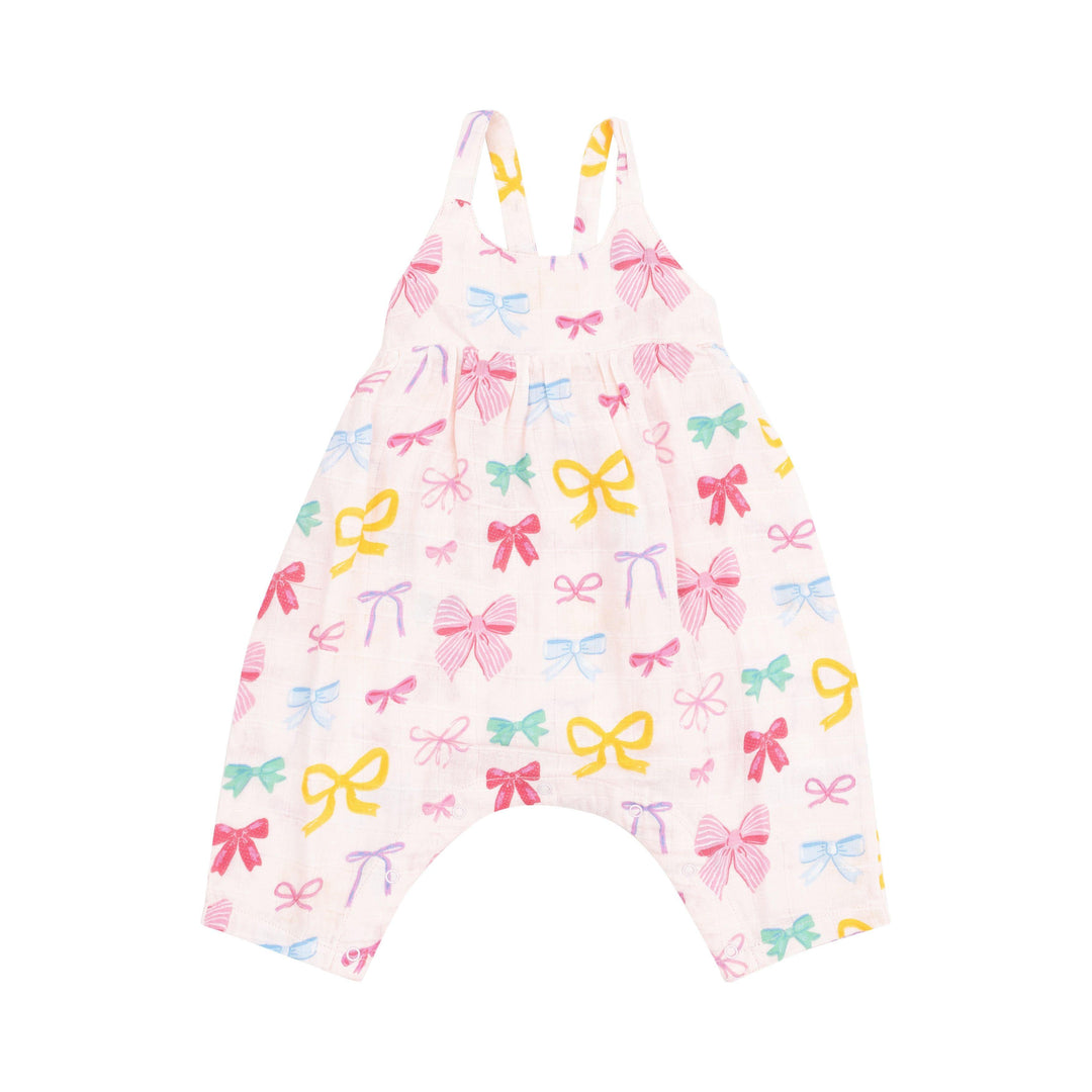 Baby Girl Jumpsuits and Rompers| Tie Back Romper- Colorful Bows | Angel Dear