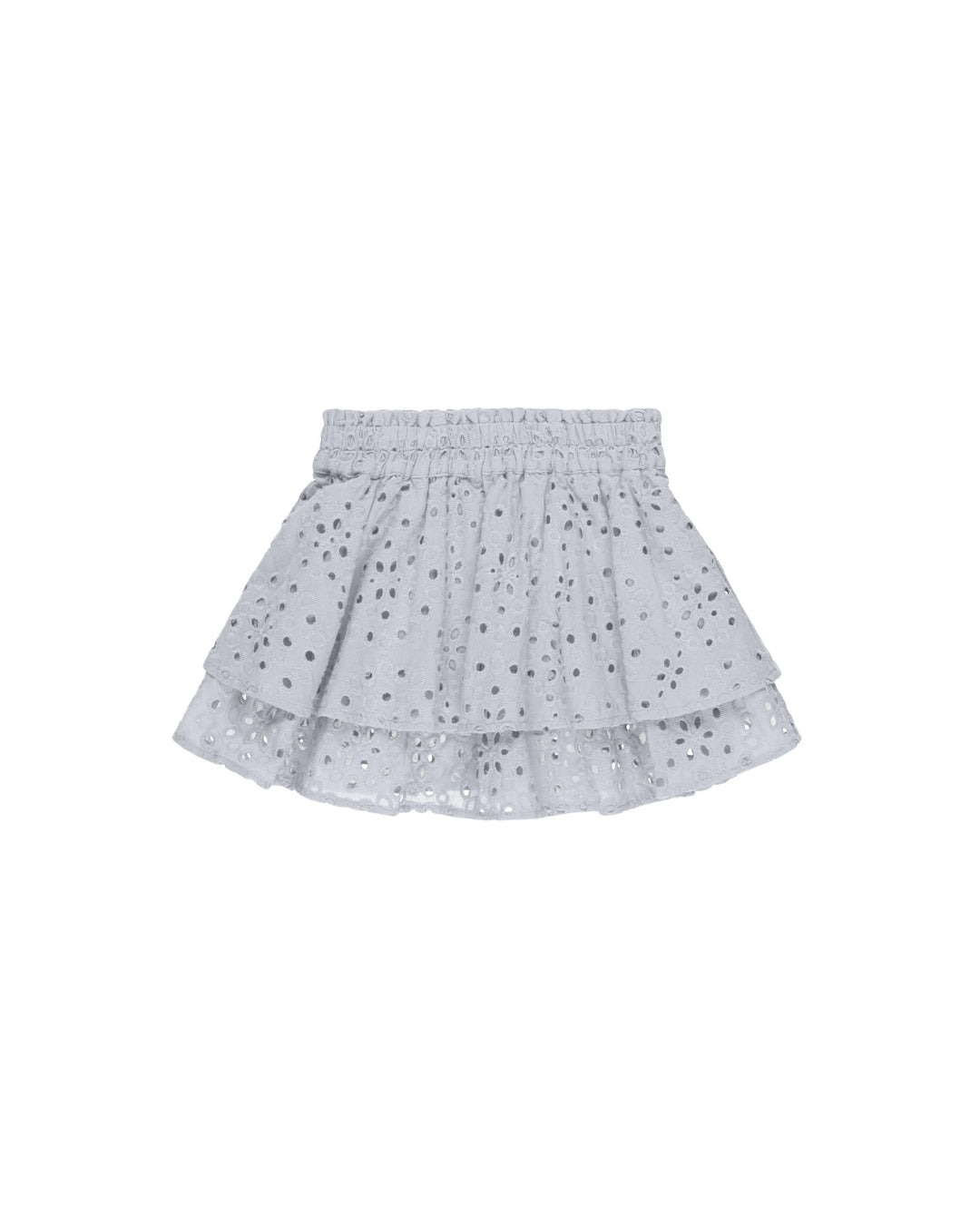 light blue eyelet skirt, elastic waist and two tier skirt. 