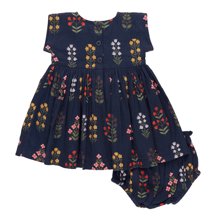 Baby Girls Dresses | Marie Dress Set- Navy Field Florals | Pink Chicken