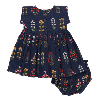 Baby Girls Dresses | Marie Dress Set- Navy Field Florals | Pink Chicken