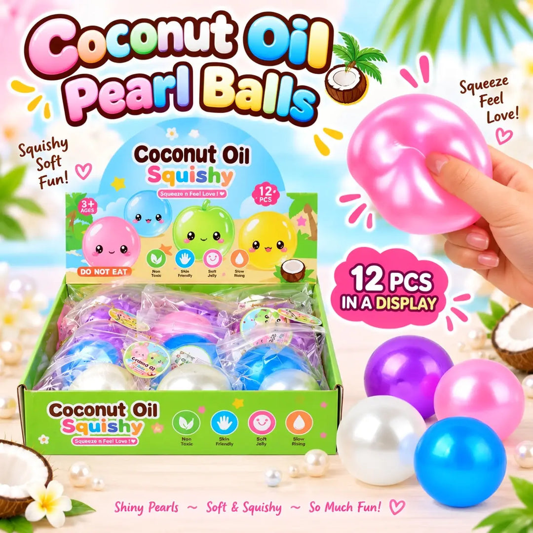 Squish Toys | Coconut Oil Pearl Balls - Assorted | GS Wholesale