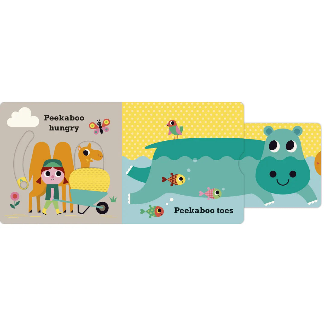 inside pages of the book titled peekaboo zoo with all different kinds of animals in it. 