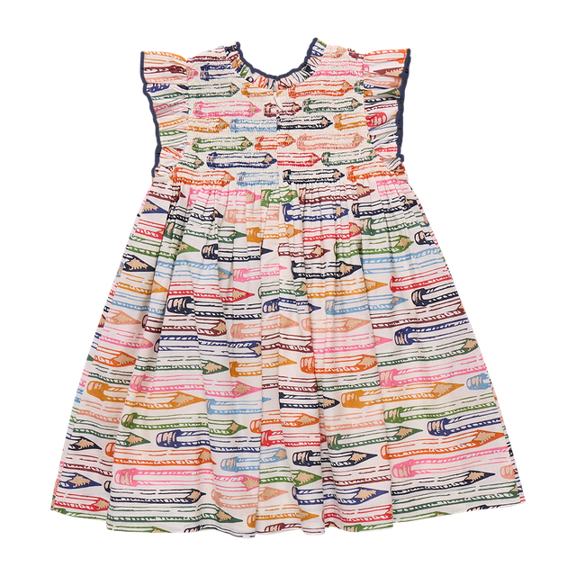 back of Colorful dress with colored pencil pattern on a white background