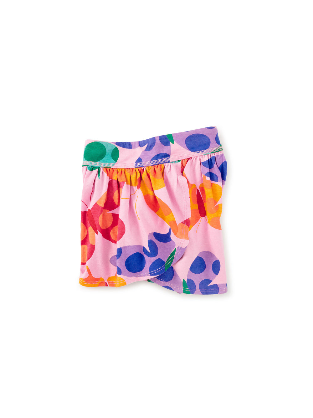 Colorful floral-patterned shorts on a white background