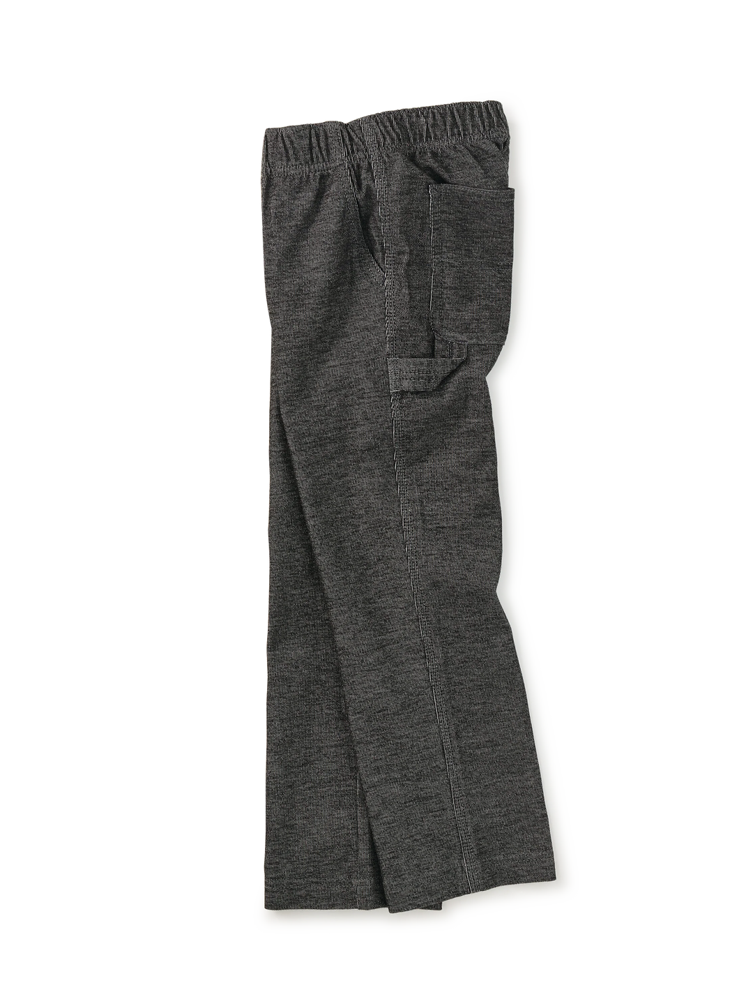 Dark gray heathered lounge pants with an elastic waistband and side cargo pocket, shown flat on a white background.