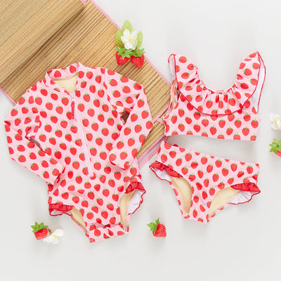 Girls Swimwear | Ariel Bikini- Strawberries | Pink Chicken