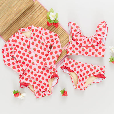 Baby Girls Swimwear| Arden Suit- Strawberries | Pink Chicken