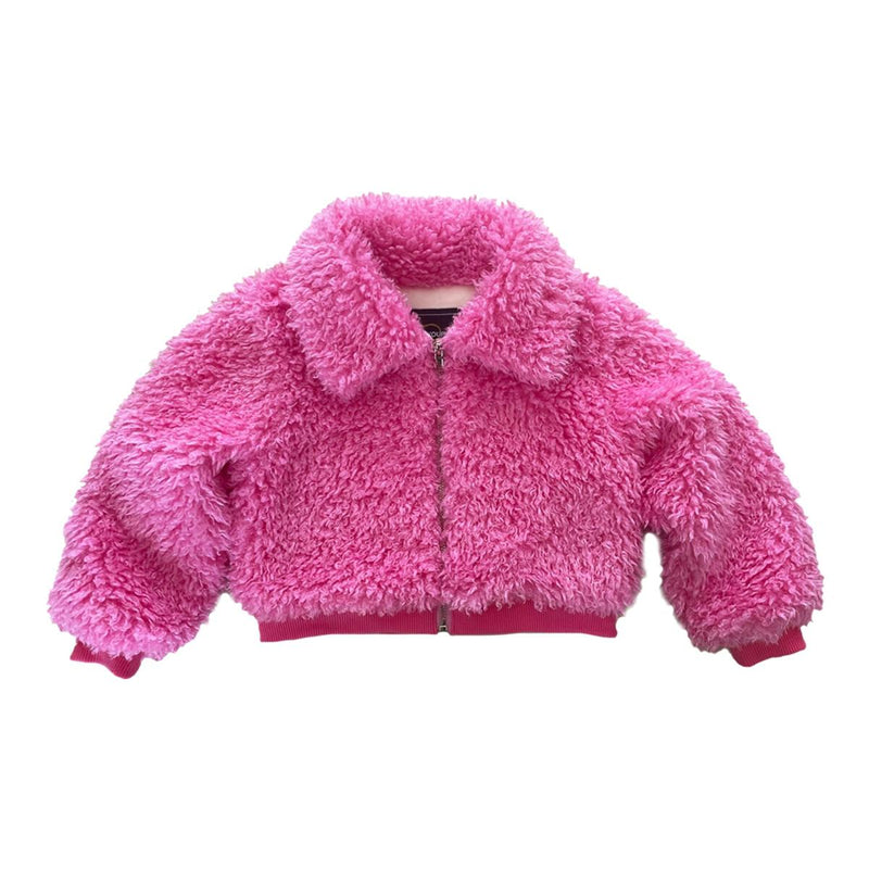 Girls Jacket | Pink Faux Fur Bomber | Rock Your Baby