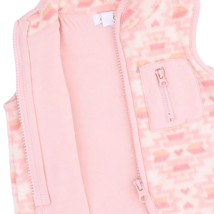 Baby Girl Sweater | Fleece Zip Vest - Southwest Pink Fleece | Angel Dear