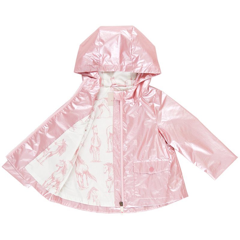 Girls Jackets | Rain Coat: Rafa- Pink Metallic | Pink Chicken