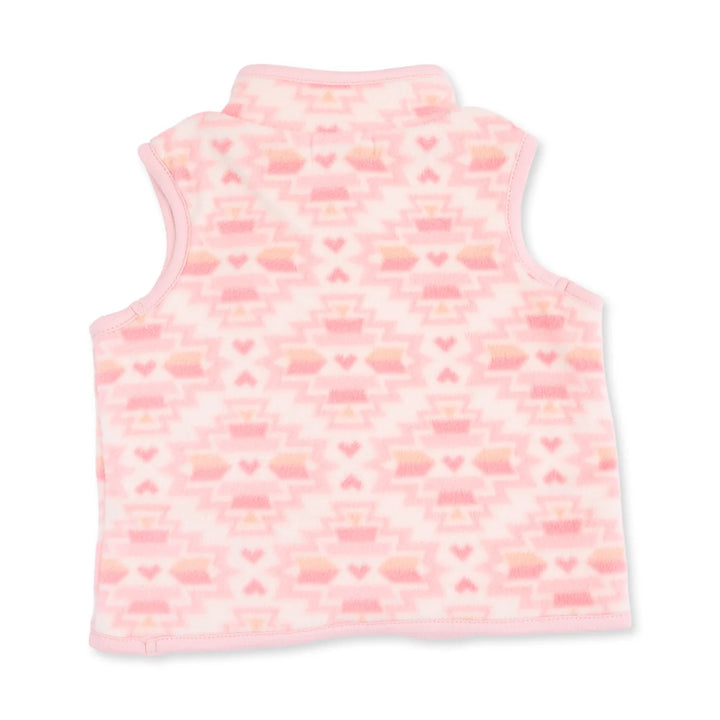 Baby Girl Sweater | Fleece Zip Vest - Southwest Pink Fleece | Angel Dear