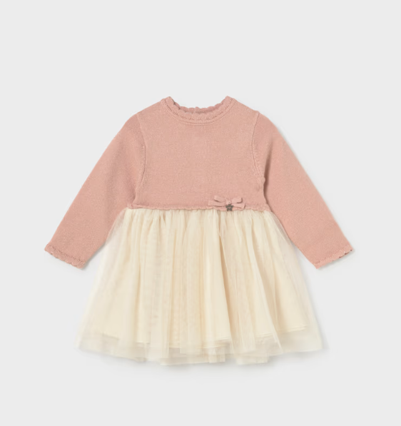 Girls Dresses | Baby Tulle Combo Dress - Pink | Mayoral