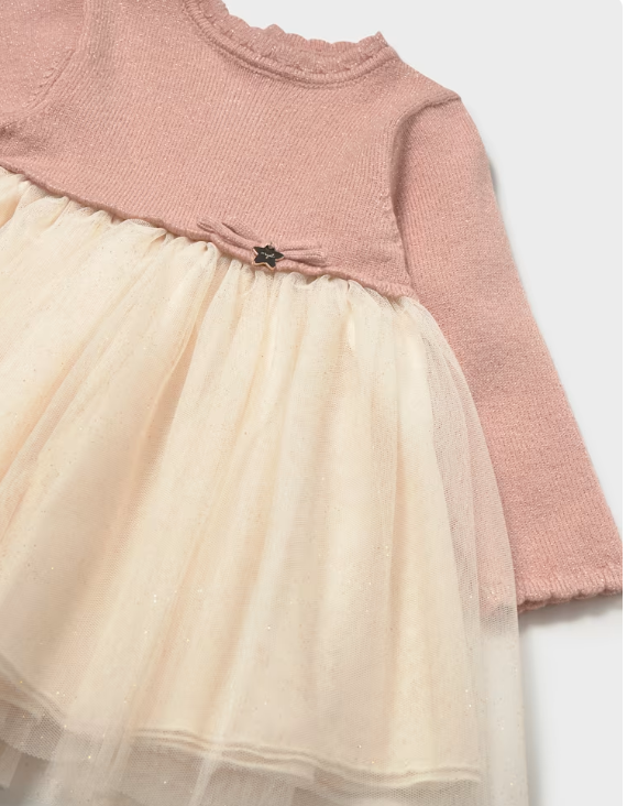 Girls Dresses | Baby Tulle Combo Dress - Pink | Mayoral