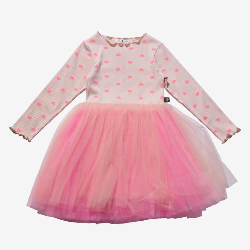 Girls Dress | Vintage Flower Tutu- Neon Pink | Petite Hailey