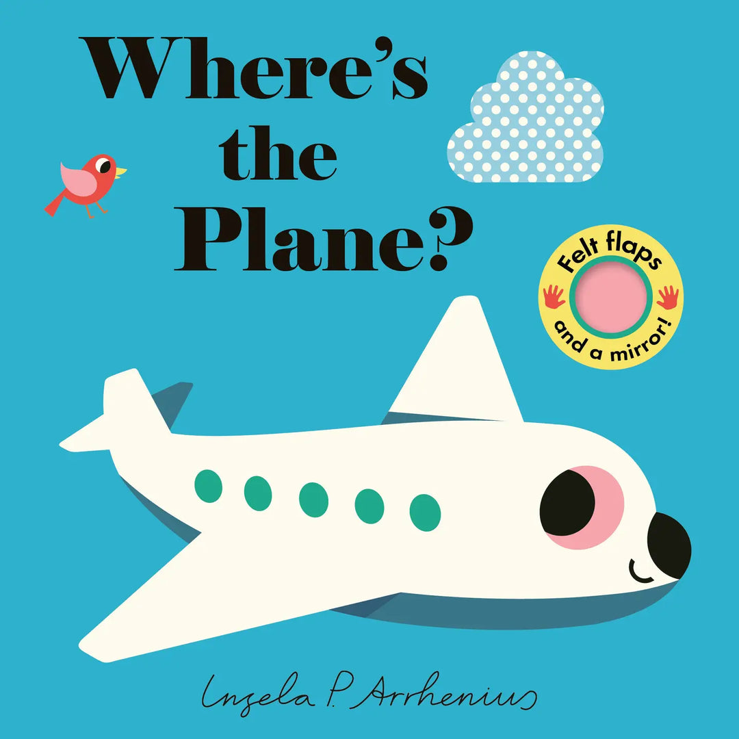 Book cover of 'Where's the Plane?' with a cartoon airplane, bird, and cloud on a blue background.