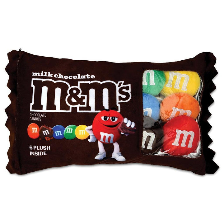 Plush M and M packaging with removable M and Ms 