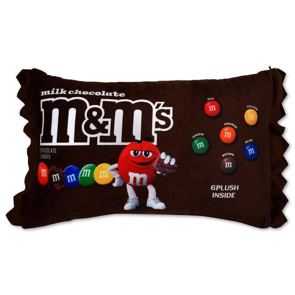 back of M and M plush packaging 