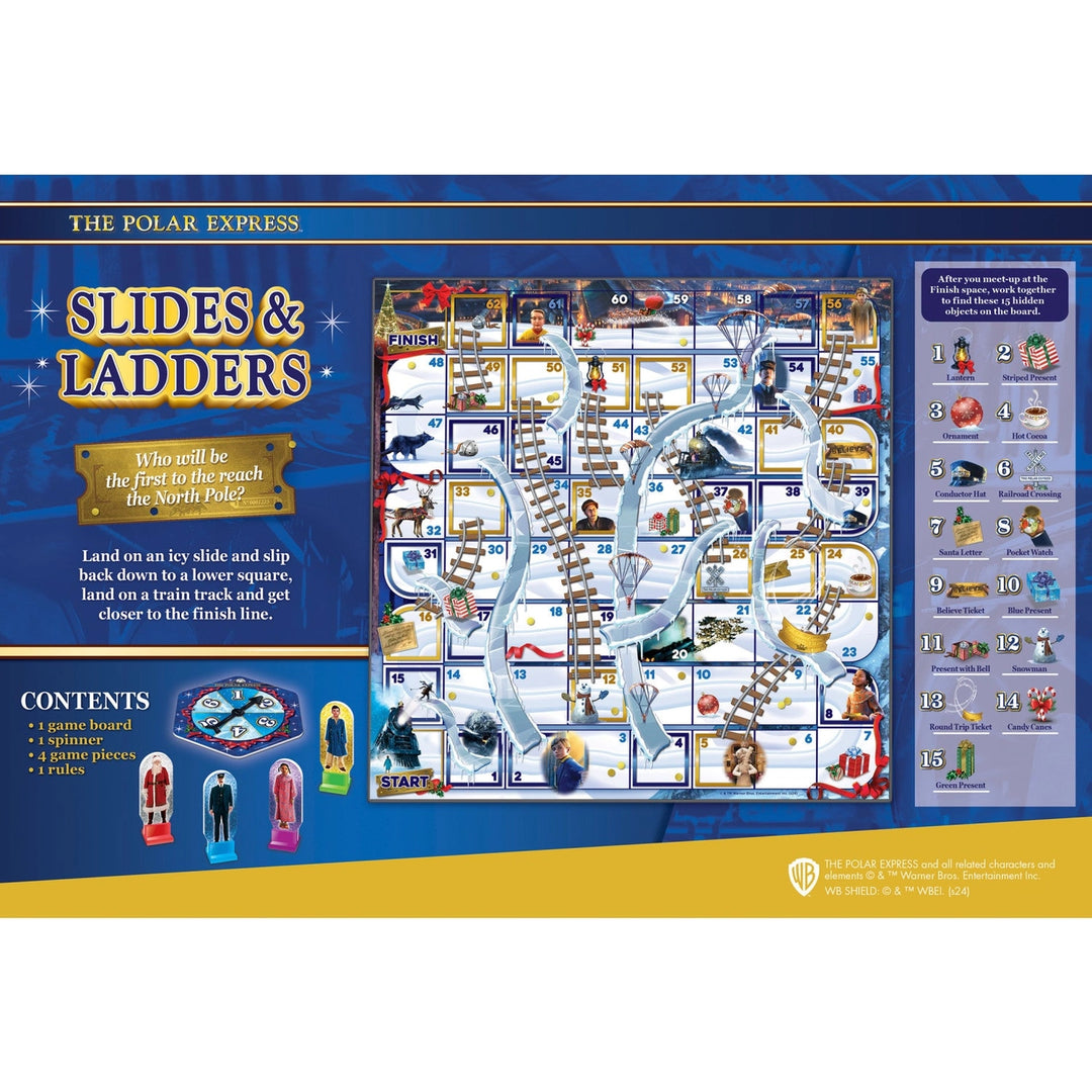 Board game packaging for 'Slides & Ladders' themed after 'The Polar Express'.
