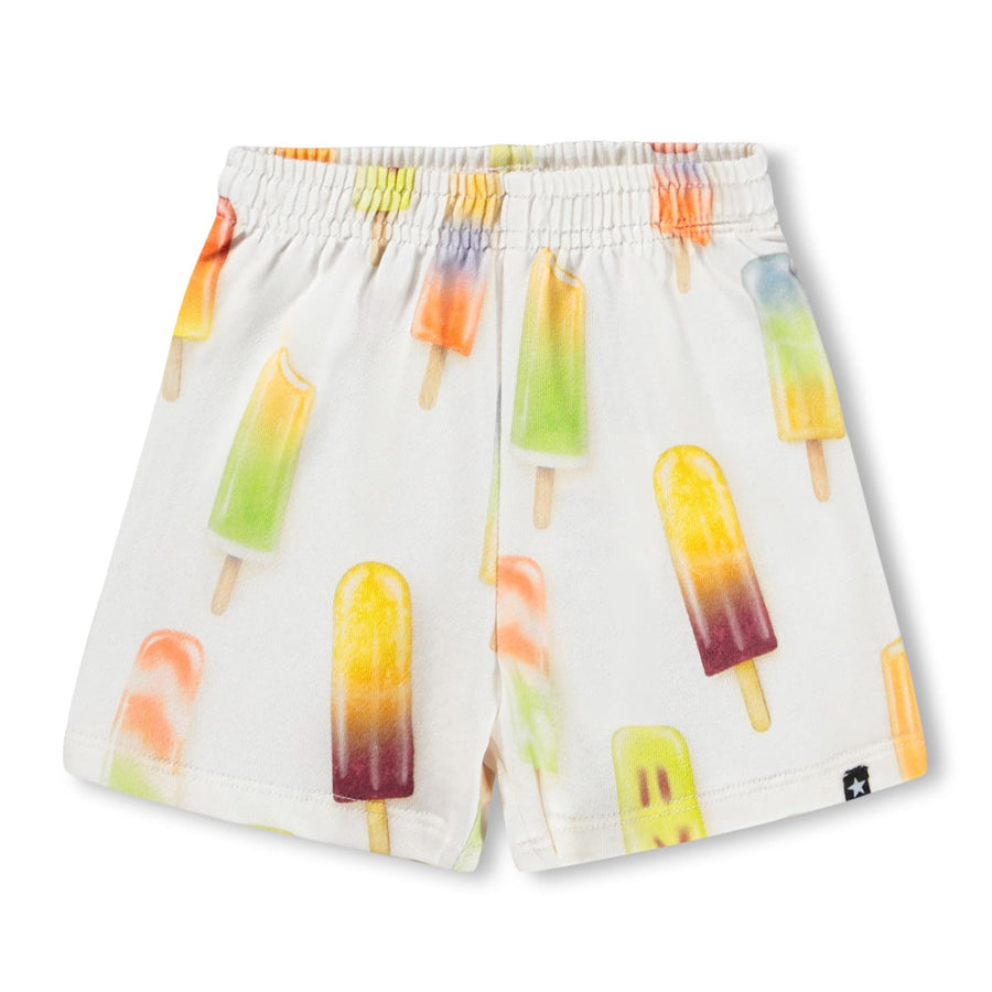 Shorts with popsicle pattern on a white background