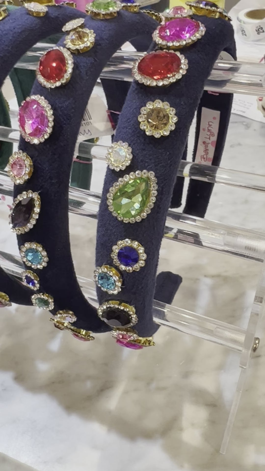 Headband | Thin: Jewel Padded- Navy | Bari Lynn Accessories