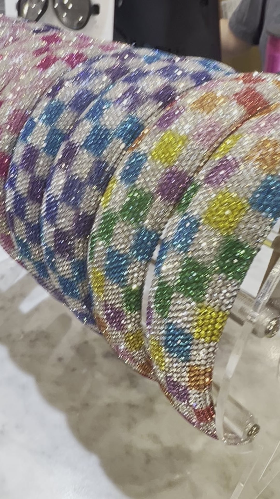 Headbands | Crystallized Checkerboard- Rainbow | Bari Lynn Accessories