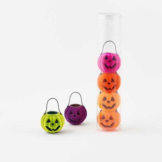 Decor | Flocked Pumpkin Basket Assorted Colors | Seasonal Decor