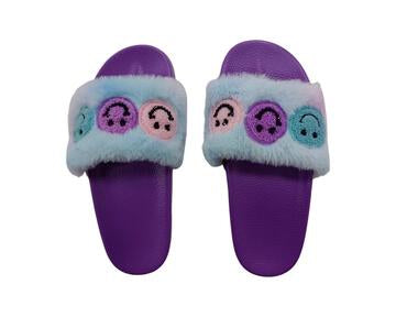 Girls Slippers | Slides: Smiley Face - Lavender | Bari Lynn Accessories