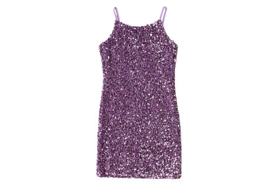 spaghetti strap purple sequin dress. 