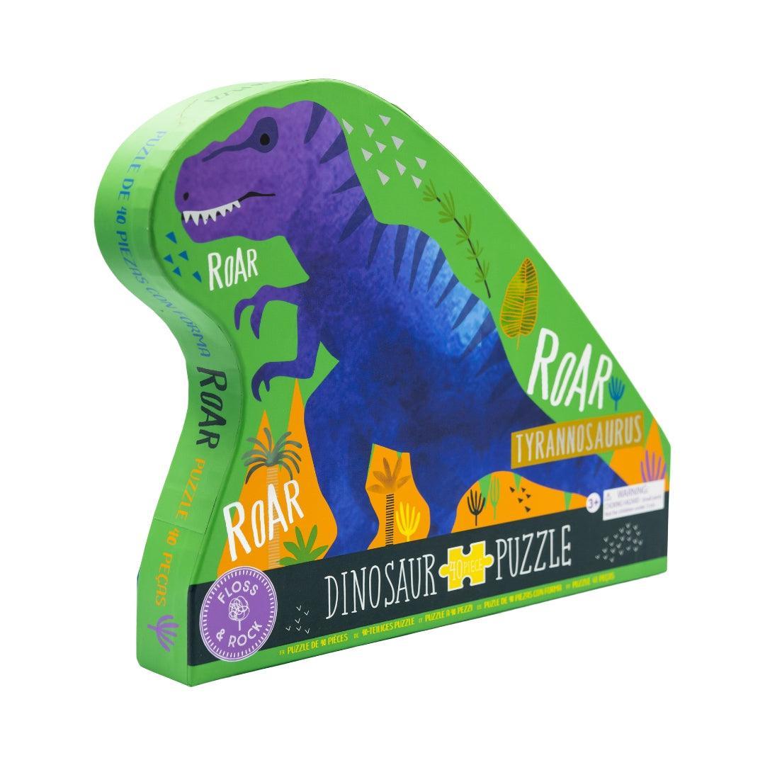 Puzzle | Dino 40pc "Dinosaur" Shaped Jigsaw with Shaped Box | Floss and Rock - The Ridge Kids
