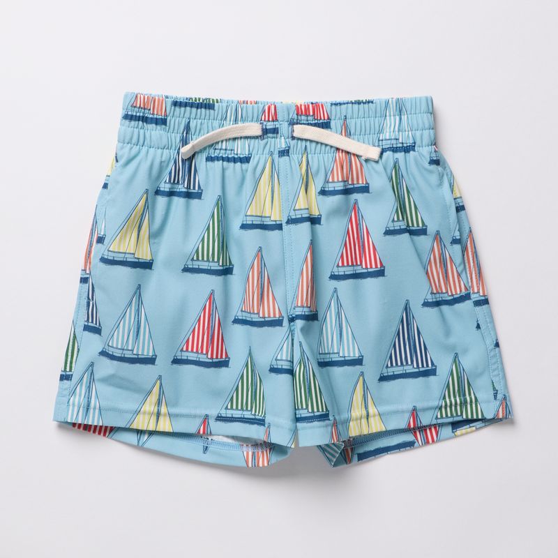 boys swim trunks with regatta boats in bright colors