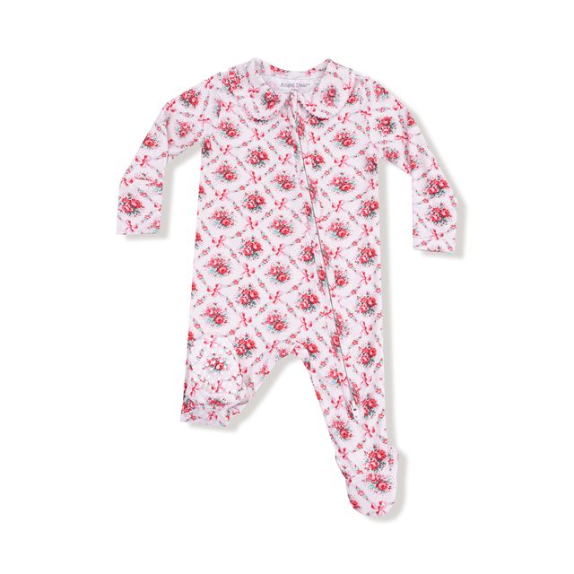 Floral-patterned baby onesie on a white background