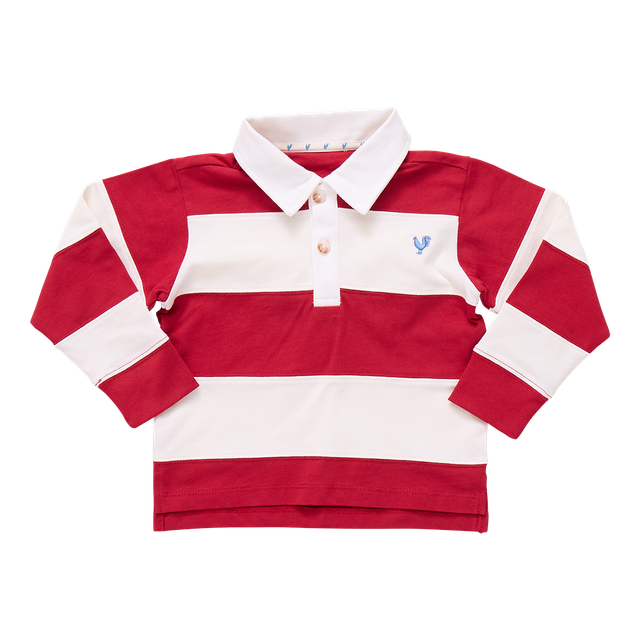 Red and white striped long-sleeve shirt on a white background