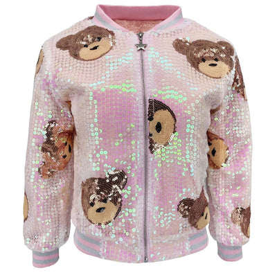 Girls Outerwear | Sequin Bear Bomber | Lola and The Boys