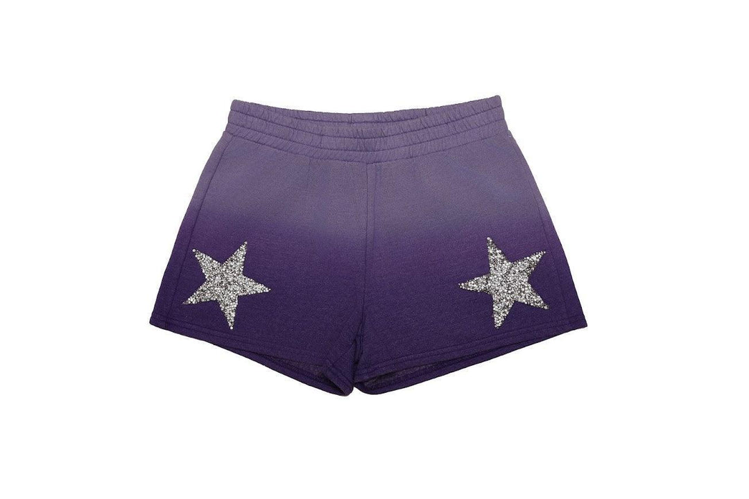 ombre purple shorts with a silver star on each leg