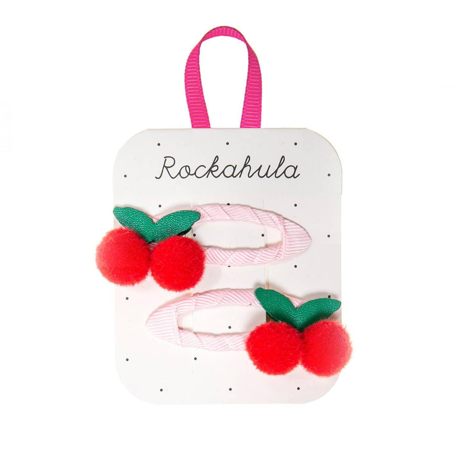 Snap Hair Clips | Sweet Cherry Pom Pom Clips | Rockahula Kids - The Ridge Kids