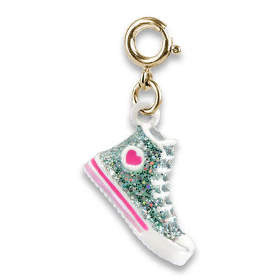 glitter sneaker charm wtih gold clasp attached