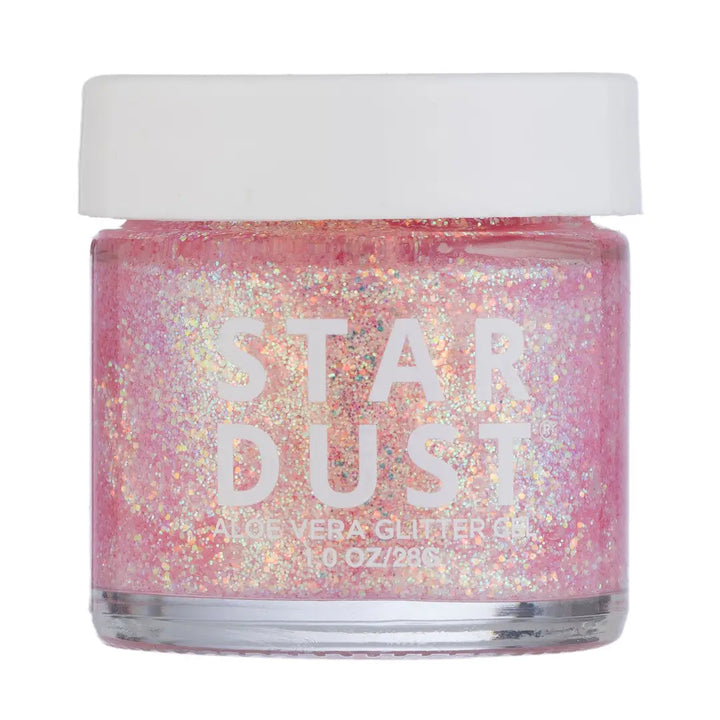 Jar of glitter with 'Star Dust' text on a white background