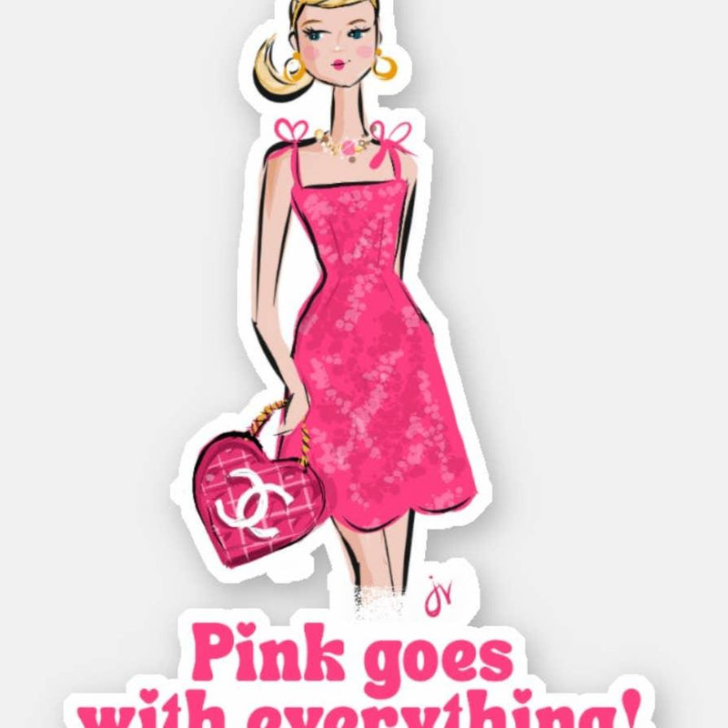 Sticker |Barbie Pink Goes with Everything Sticker | Jennifer Vallez - The Ridge Kids