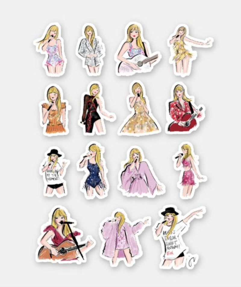 Sticker |Taylor Swift Eras Tour Outfits Sticker Sheet | Jennifer Vallez - The Ridge Kids